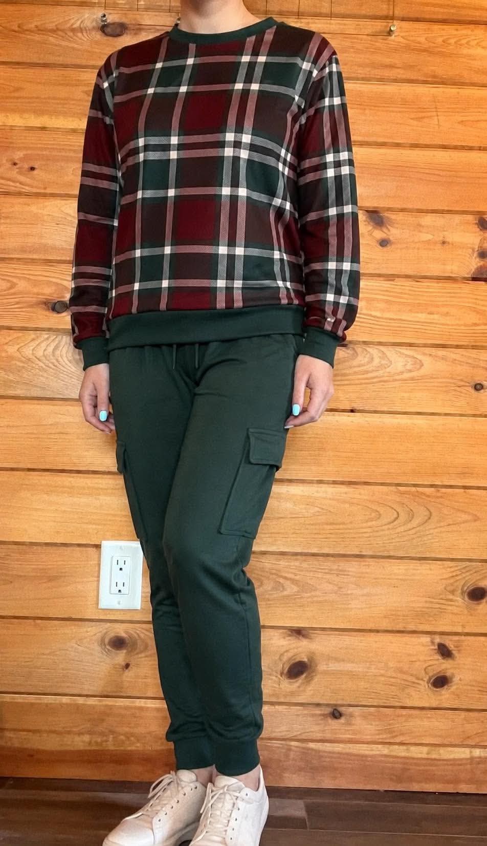 Christmas Plaid Jogger Adult Set