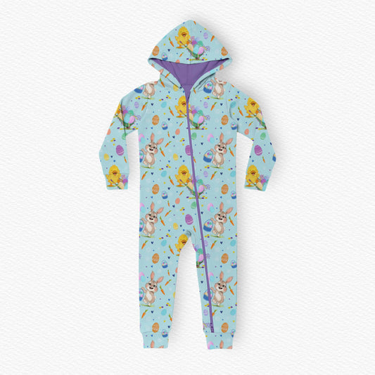 Bunny Trails Purple Hooded Romper