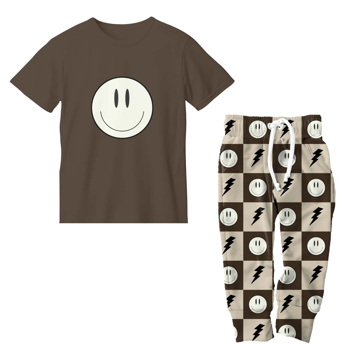 Bolts T-shirt and Joggers Set (Brown)